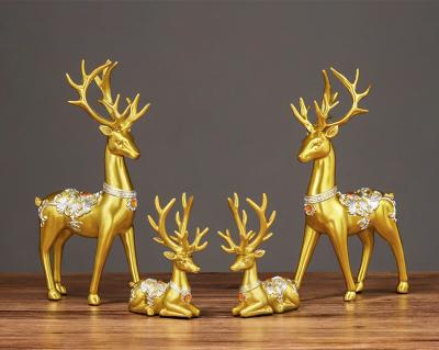 China Modern Art Resin Metal Craft Metal Deer Decoration Resin Golden Decoration for sale