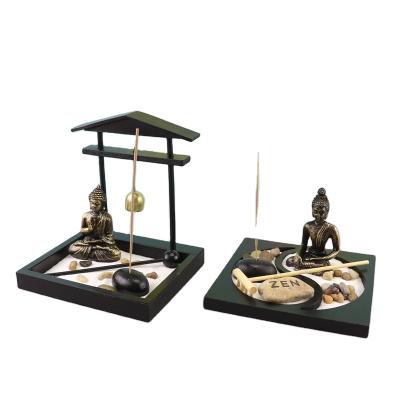 China Hot Sale Personalized Handmade Art Resin Buddha Statue Zen Garden Set for sale