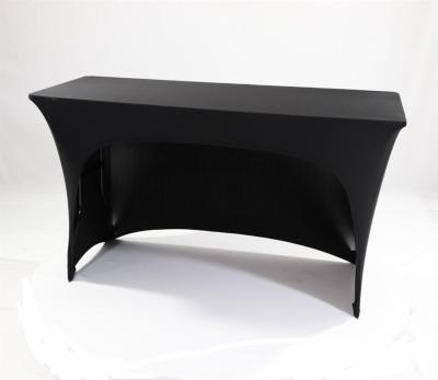 Κίνα Durable 6ft Black Rectangular Spandex Table Cover Stretch Tablecloth Party Table Cloth Fitted Tight Backdrops προς πώληση