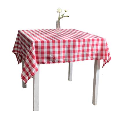 China Disposable Polyester Rectangle Square Round Picnic Checkered Pastoral Table Cloth For Dining Kitchen for sale