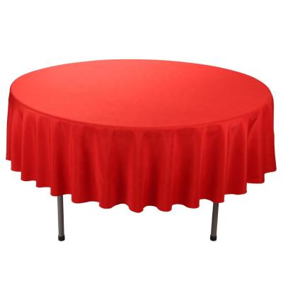 중국 Single Round Tablecloth 90 Inch Red Round Table Cloth For 5 Foot Table In Washable Polyester Table Cloth 판매용