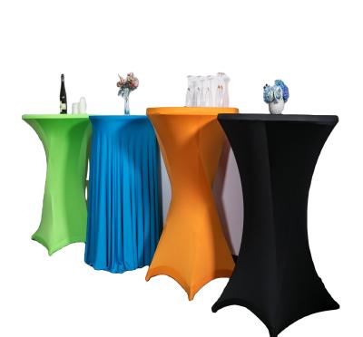 China Hot Sale Spandex Cocktail Bar Table Cover Stretch Disposable Bar Table Cloth For Folding Tables for sale