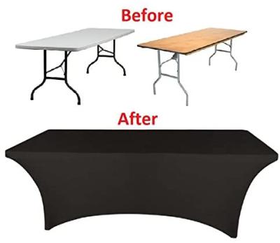 China 6 Ft Disposable Black Rectangular Stretch Spandex Table Cloth Fitted Cover en venta