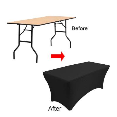 China Hot Sale 6ft Rectangle Banquet Spandex Table Covers Disposable Four Way Stretch Table Cloth For Outdoor en venta