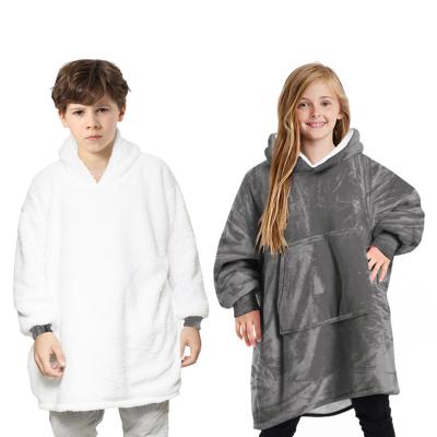 China High Quality Super Soft Comfortable Outdoor Home Wearable Winter Kids Hoodie Blanket en venta