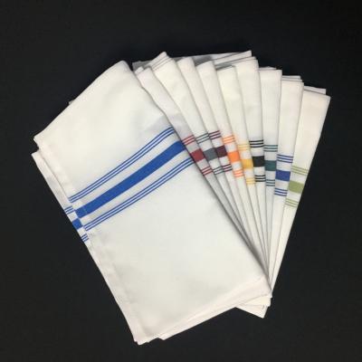 China Modern High Quality Cheap Price Red Blue Stripe 100% Polyester Fabric Table Napkin For Restaurant Bistros en venta