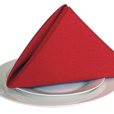 中国 Polyester Christmas Disposable Red Spun Dinner Napkin For Home Parties 販売のため