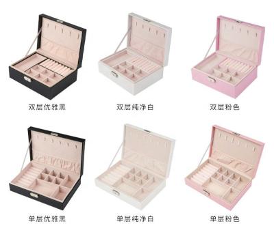 China Hot Selling Doubles Wooden Jewel Box Recyclable Stain Luxury Leather Wooden Jewelry Boxes Wooden Box With Lock for sale