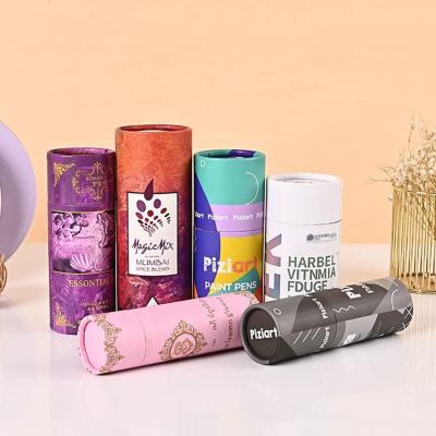 China Recycled Materials Beauty Round Color Print Paper Gift Tea Box With Hot Stamping Cylinder Tube Gift Paper Packing Box for sale