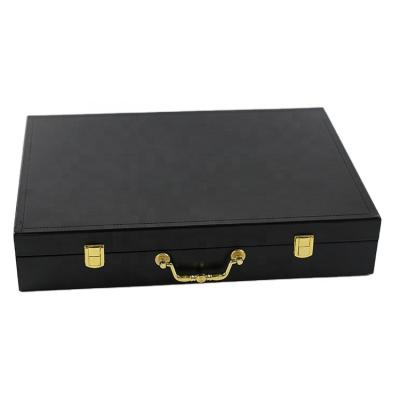 China Materials Factory Direct Sale Recycled Luxury PU Leather Box With Wooden Box Custom Black Leather Lining for sale