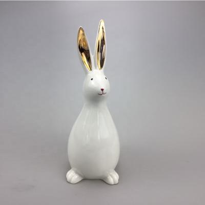 China Ceramic Crafts Traditional Easter Easter Bunny Rabbit Sitting Statues for sale