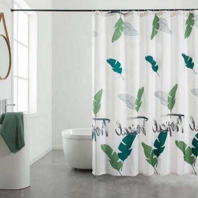 China Sustainable Wholesale Professional Good Quality Hawaii Style Leaf Printing Polyester Bathroom Shower Curtain for sale