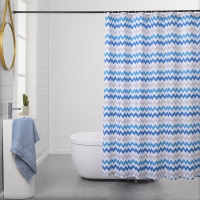 China Viable Wholesale Bathroom Waterproof Western Wave Style Polyester Fabric Colorful Shower Curtain for sale