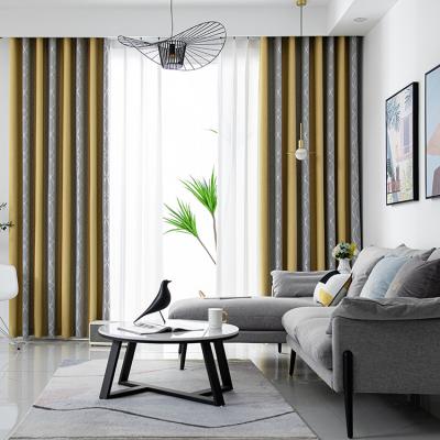 China Striped Blackout Style Linen Plain Color Polyester Shade Jacquard Curtain Fabric for sale