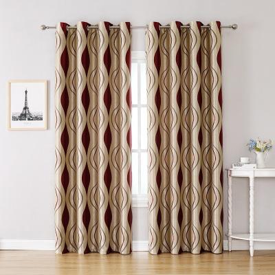 China Modern Striped Blackout Design Polyester Abstract Shading Large Jacquard Curtain Fabric Living Room Curtain for sale