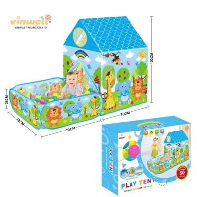 China Happy Cartoon Zoo 2 In 1 Tent Kids High Quality House With 50 Sea Balls VA104529 for sale