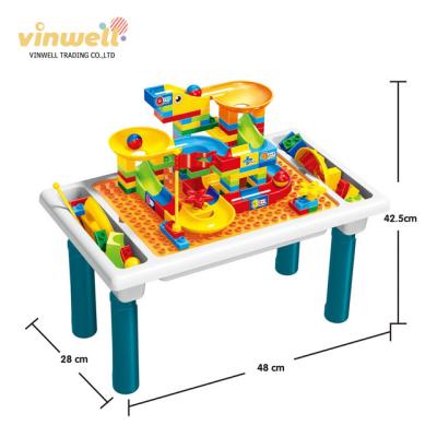 China Block Table Toys 114PCS Children's Building Block Multifunctional Table Track Variable Sliding Set for sale