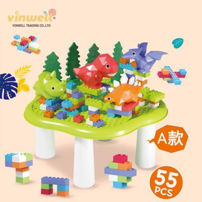 China Block Table Toys Cheap Wholesales 55 Pcs 4D Dinosaur Building Mini Plastic Block Table Blocks Table Kids for sale