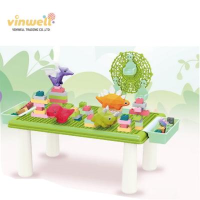 China Cheap Hot Sale Block Table Vinwell Kids Block Toys Dinosaur Scene Building Block Table for sale