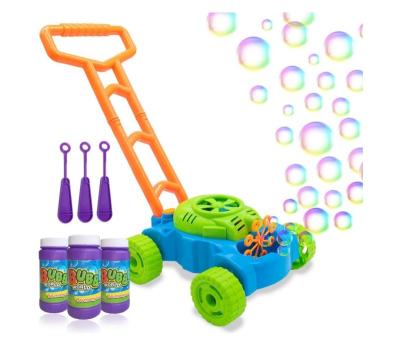 China Plastic bubble mower for toddlers, kids bubble blower machine, summer outdoor push toys, for sale