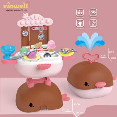 China Whale Backpack + Suitcase Ice Cream Table + 27PCS 3 IN 1 Whale Backpack Suitcase Ice Cream Table Pretend Plastic Ice Cream Toys Ice Cream Toys for sale