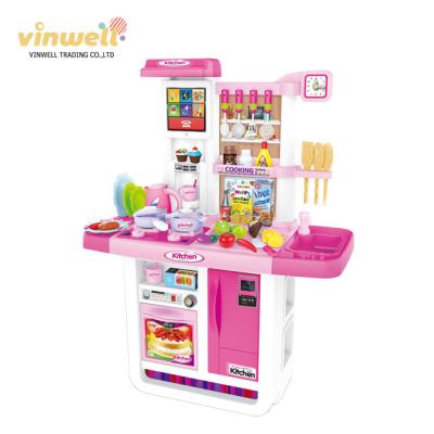 China Cooking Game Toys Kitchen Set Toy 2021 Pretend Play Toys For Girls Touch Screen Cooking Toys Kitchen Set For Kids for sale