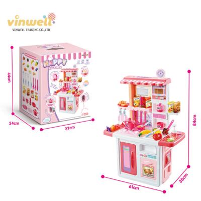 China Kitchen Play Set 84cm Kitchen Play Set Pretend Play Toys Cooking Toys Pretend Food Girls Kitchen Set for sale