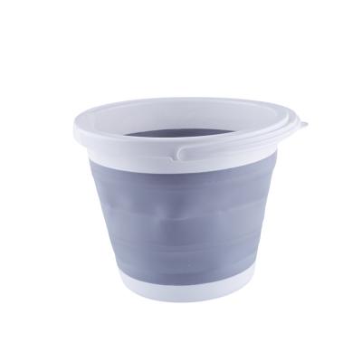 China Gray Circle Household Foldable Bucket Multifunctional Outdoor Plastic Foldable Water Viable Bucket Gardening Fishing for sale