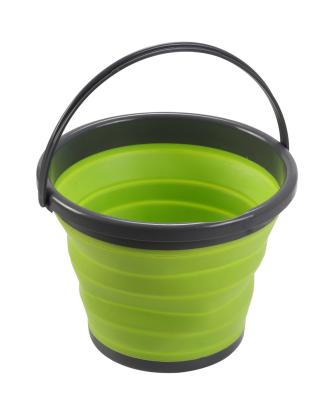 China Gray Circle Household Foldable Bucket Gardening Fishing Bucket Multifunctional Outdoor Plastic Foldable Water Viable for sale