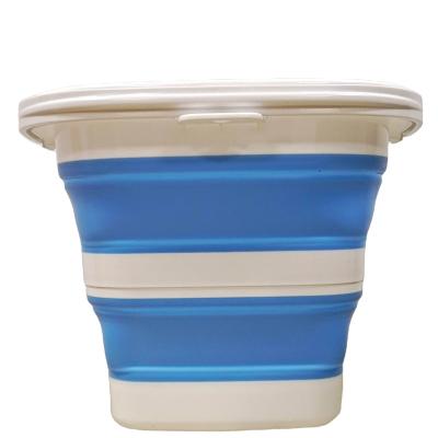 China Blue Square Collapsible Folding Bucket Multifunctional Outdoor Multifunctional Folding 5L Household Bucket Plastic Picnic Fishing for sale