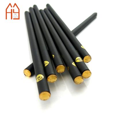 China Promotional Pencil Custom 5 Pieces Per Set HB Black Wooden Pencil With Logo Crystal Tip Pencil Custom Made for sale