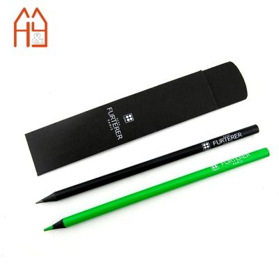 China Promotional Pencil Custom Cheap Pencil Set Black Wooden Fluorescent Color Pencil 1pc Pencil And 1pc Lead Package In Envelope for sale