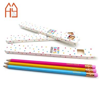 China Promotional Pencil Fancy 3pcs Pencil Set In Paper Gift Box, HB Pencil Set For Kids for sale