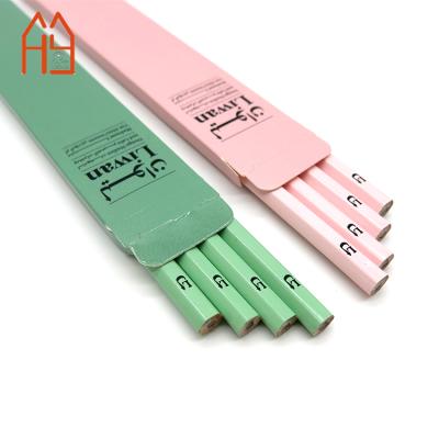 China Custom Promotional Pencil Hex Pencil Personalize With Emboss/Emboss/Stamp Logo Baby Pink /Green Pencil Set for sale