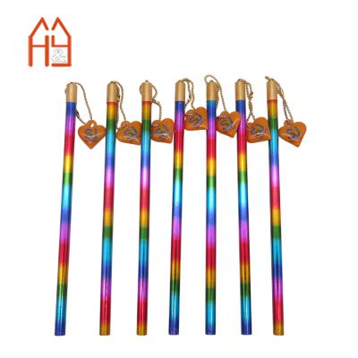 China Custom Promotional Pencil Rainbow Sparkle Movie Pencil Crayon With Pendant for sale