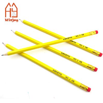 China HB promotional fluorescent yellow pencil printing logo black standard pencil NO.2 for sale