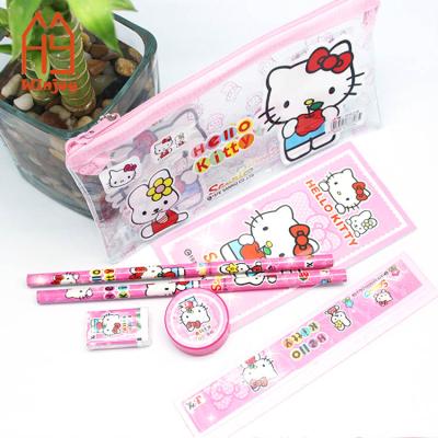 China Fashionable PVC Portable Clear Bag Packed Kitty Stationery Set for sale