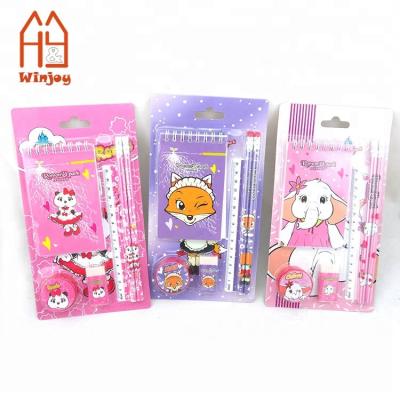 China Cartoon Stationery Cartoon Print Back To School Stationery Sets With Pencil Ruler Eraser for sale