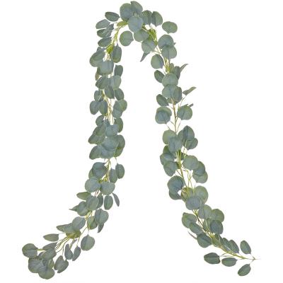 China Fashional Artificial Faux Leaves Silk Vines Eucalyptus Garland for Wedding Backdrop Arch for sale