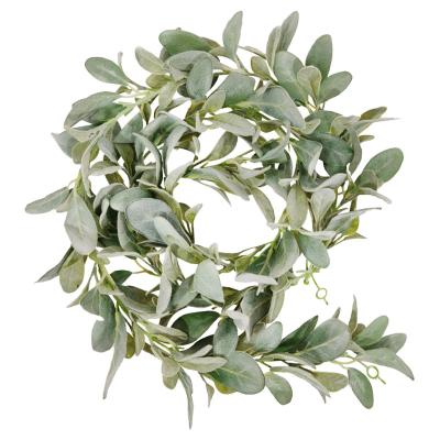 China Home decor. 6ft Artificial Long Garland Home Party Vines Garland Room Decor Green Leaves Lambs Ear Greenery for sale