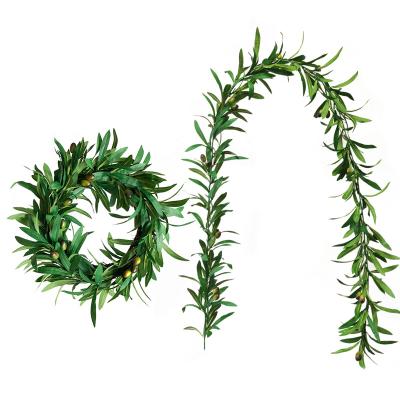 China Home decor. Artificial Olive Leaf Garland Ivy Vines Greenery Ornament for Wedding Backdrop Wall Party Home Indoor Outdoor Decoration for sale