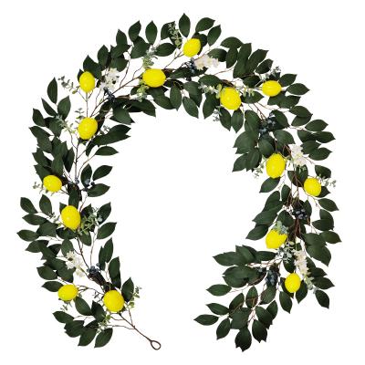 China Wholesale Hanging Blue Berry Lemon Garland Artificial Greenery Wedding Backdrop Decoration Wedding Party Indoor Outdoor Home Decor Christmas for sale