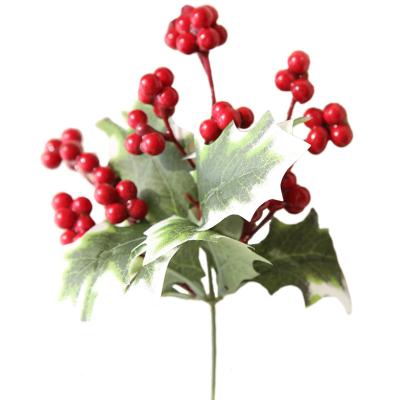 China Fashional Artificial Flowers Factory Price Artificial Red Berries Branches For Christmas Decoration for sale