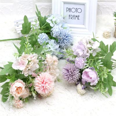 China Silk Fashional Artificial Flower Amazon Bouquet Peony Hydrangea Wildflowers Silk Stems Arrangements For Wedding Centerpieces Home Decor for sale