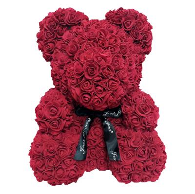 China Fashional Artificial Flowers Factory Direct Rose Bear Newest Valentine PE Flower Rose Bear Box Gift for sale