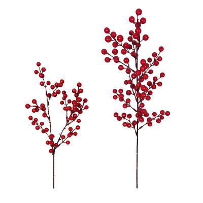 China Hot Selling Fashional Artificial Flowers Red Long Plastic Artificial Christmas Berry Stem for sale