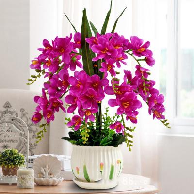 China Wedding Home Hotel Office Plant Sale Artificial Silk Orchid In Pot For Hotel Disposal for sale