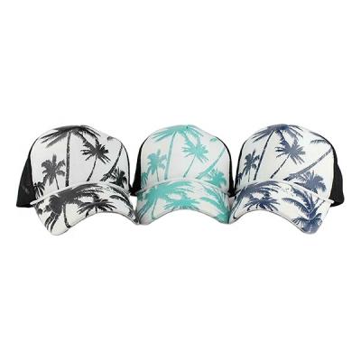 China Custom New Style 5 Panel Hawaii Floral Print Snapback Hat Fashion Beach Mesh Hats COMMON Casual Trucker Hat for sale