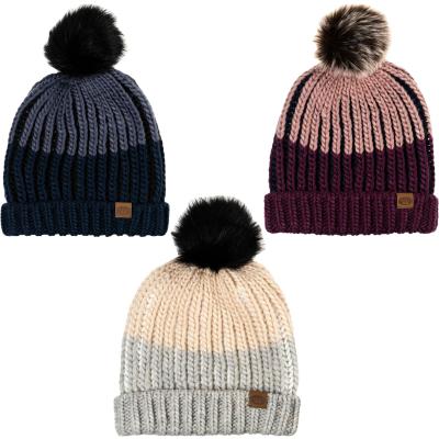 China COMMON Wholesale Warm Custom Logo Embroidery Hat China Winter Knit Beanie Hat Mens Winter Hats Pompom Knitted Beanie Hat for sale