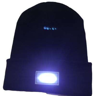 China New Design COMMON Unisex Wool Knitted Winter Beanie With Led Light Acrylic Black Custom Hat for sale